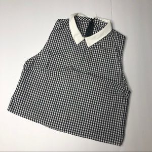 Collared Gingham Crop Top